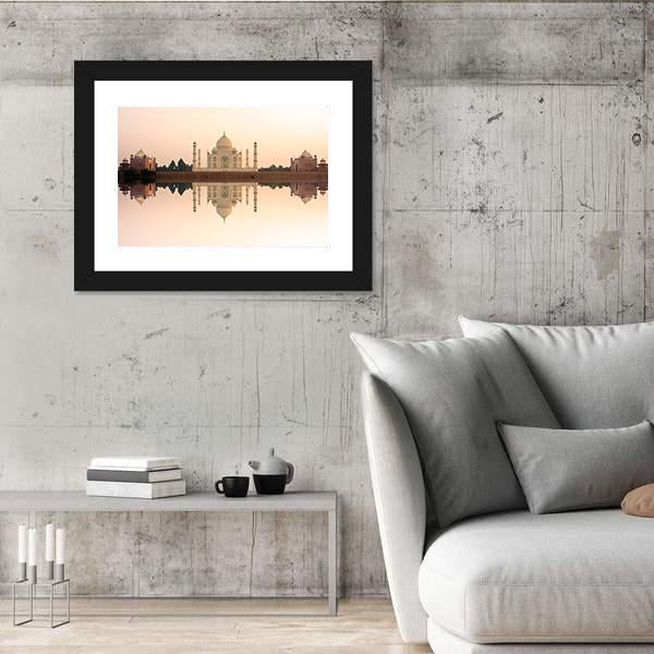 Panoramic View Of Taj Mahal At Sunset Agra India Canvas Wall Art-3 Horizontal-Gallery Wrap-25" x 16"-Tiaracle