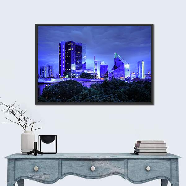 Panoramic View Of Tallinn City Canvas Wall Art-1 Piece-Floating Frame-24" x 16"-Tiaracle