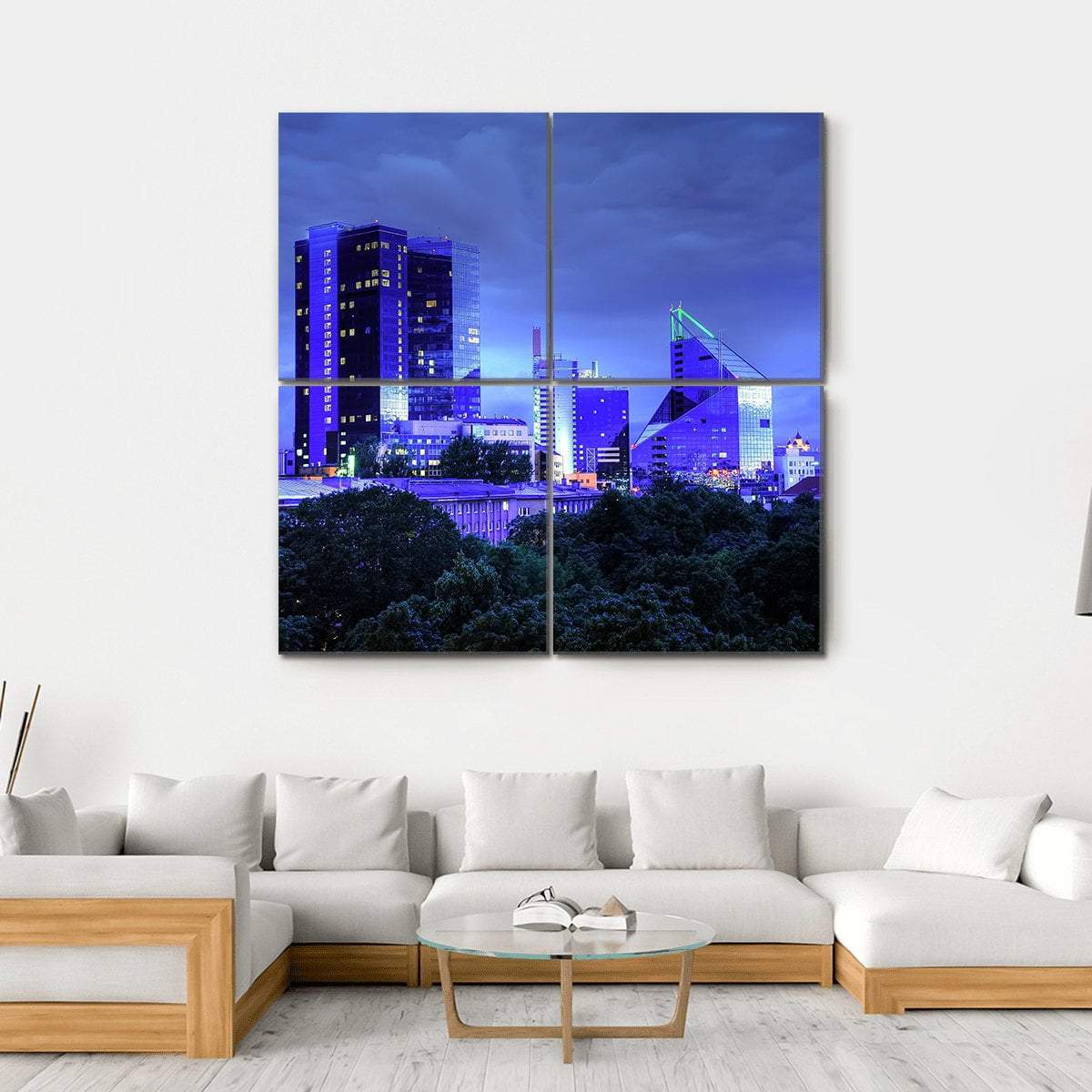 Panoramic View Of Tallinn City Canvas Wall Art-4 Square-Gallery Wrap-17" x 17"-Tiaracle