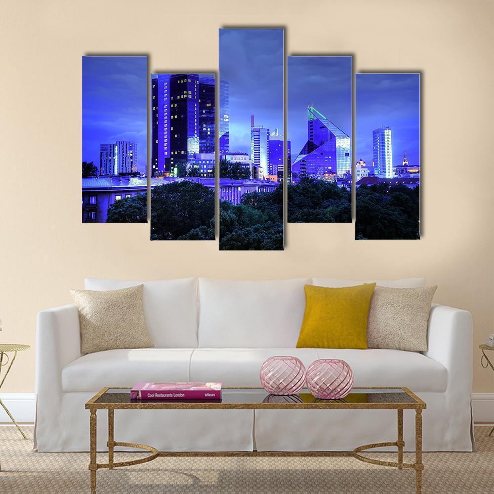 Panoramic View Of Tallinn City Canvas Wall Art-5 Pop-Gallery Wrap-47" x 32"-Tiaracle