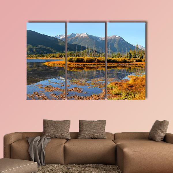 Panoramic View Of Vermilion Lakes Canvas Wall Art-3 Horizontal-Gallery Wrap-37" x 24"-Tiaracle