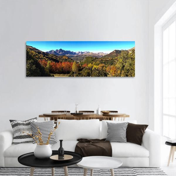 Panticosa Forest Landscape Panoramic Canvas Wall Art-3 Piece-25" x 08"-Tiaracle