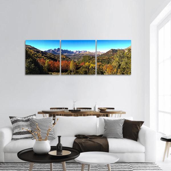 Panticosa Forest Landscape Panoramic Canvas Wall Art-3 Piece-25" x 08"-Tiaracle