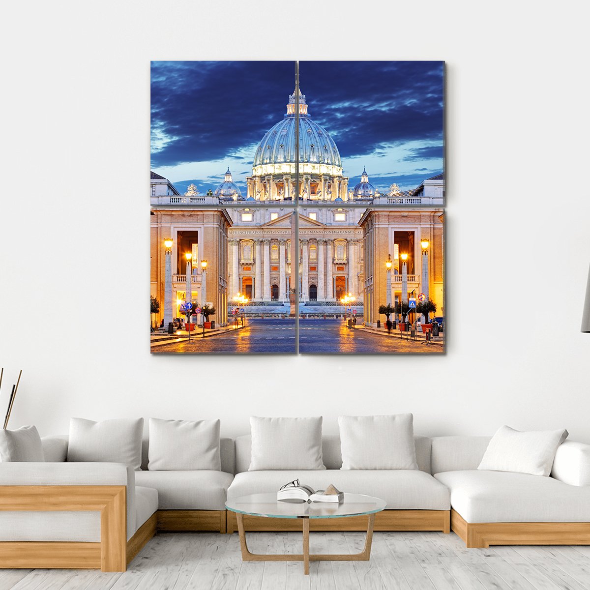 St. Peter's Basilica Canvas Wall Art-4 Square-Gallery Wrap-17" x 17"-Tiaracle