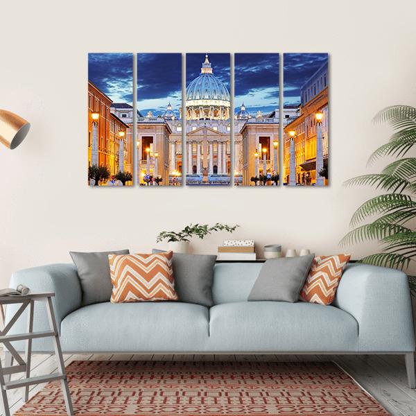 St. Peter's Basilica Canvas Wall Art-5 Horizontal-Gallery Wrap-22" x 12"-Tiaracle