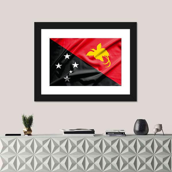 Papua New Guinea Flag Canvas Wall Art-1 Piece-Framed Print-20" x 16"-Tiaracle