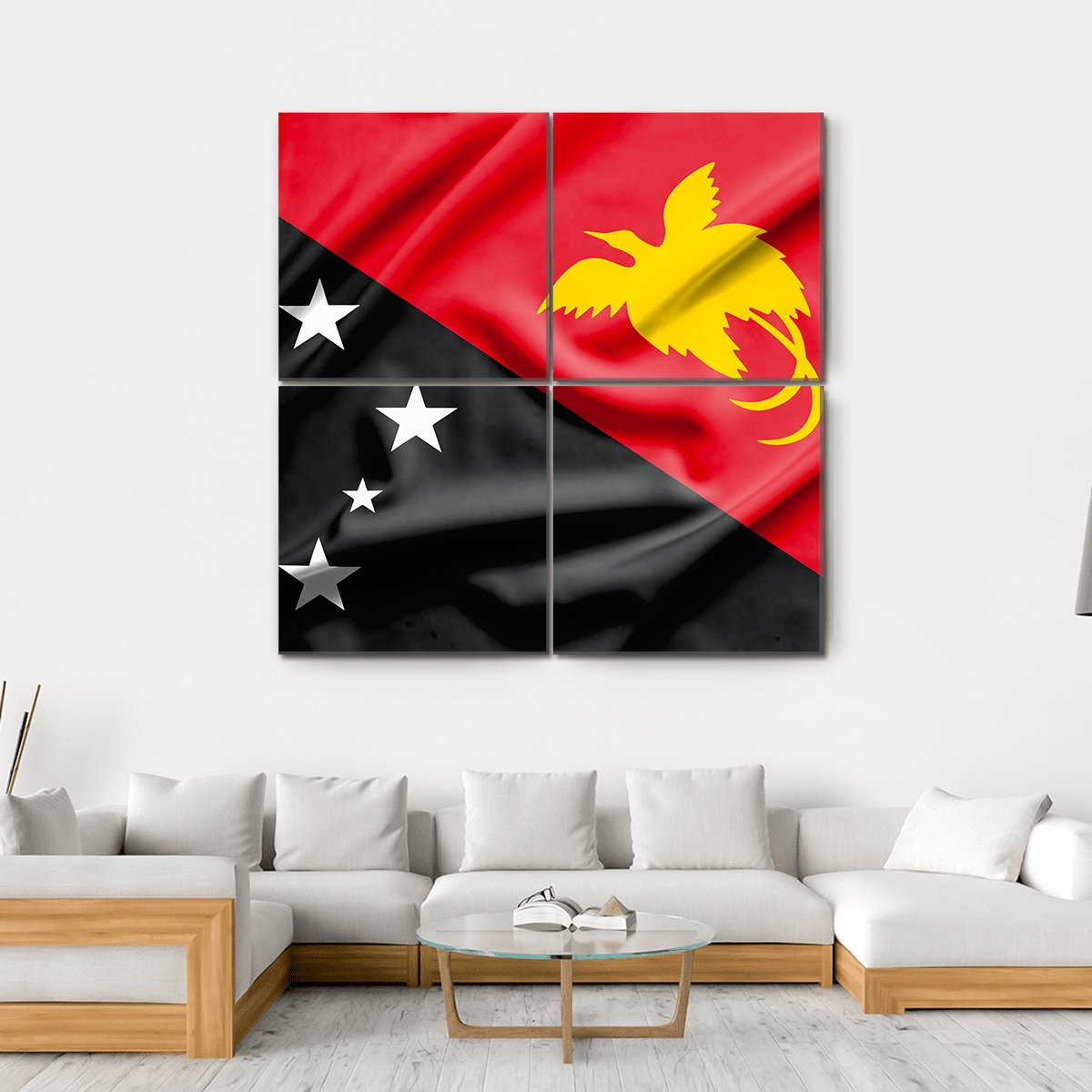 Papua New Guinea Flag Canvas Wall Art-4 Square-Gallery Wrap-17" x 17"-Tiaracle