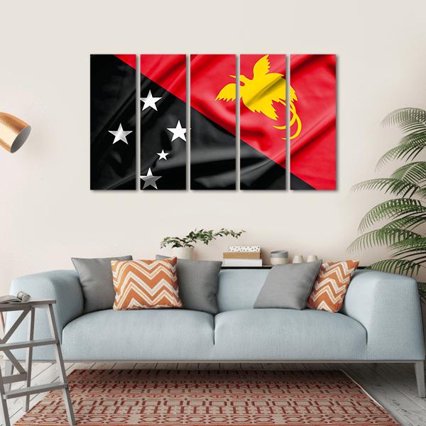 Papua New Guinea Flag Canvas Wall Art-5 Horizontal-Gallery Wrap-22" x 12"-Tiaracle