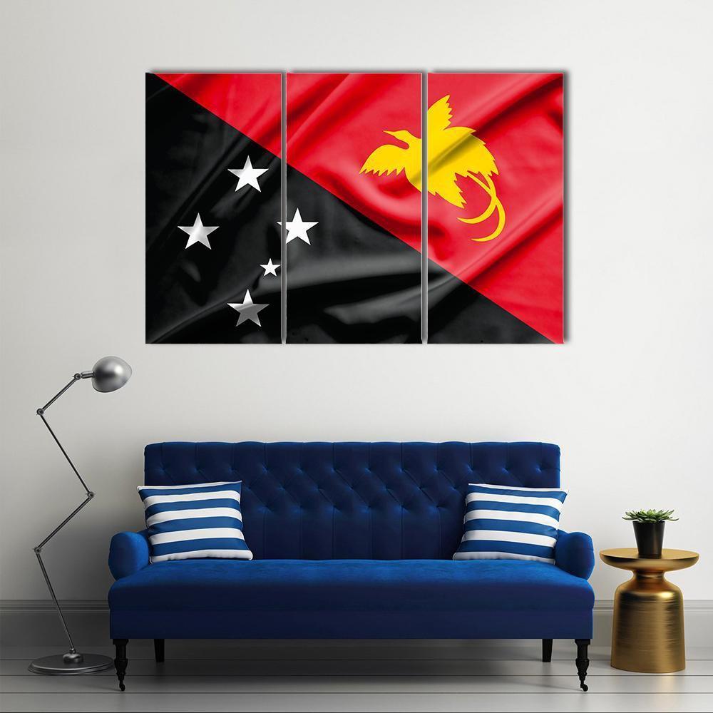 Papua New Guinea Flag Canvas Wall Art-3 Horizontal-Gallery Wrap-37" x 24"-Tiaracle