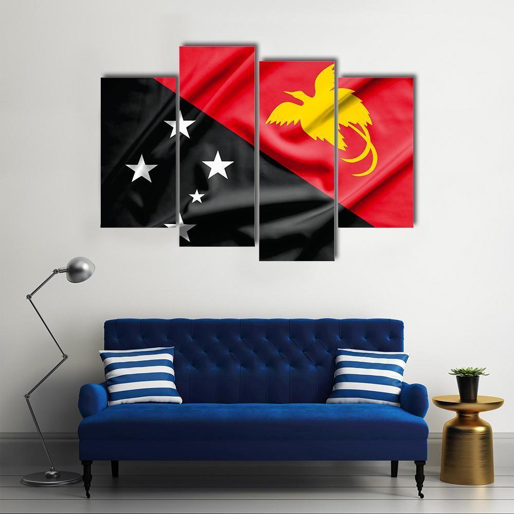 Papua New Guinea Flag Canvas Wall Art-4 Pop-Gallery Wrap-50" x 32"-Tiaracle