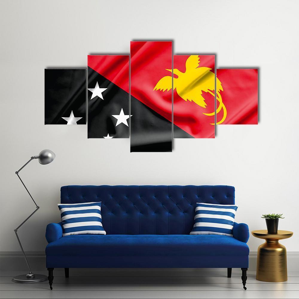 Papua New Guinea Flag Canvas Wall Art-5 Star-Gallery Wrap-62" x 32"-Tiaracle