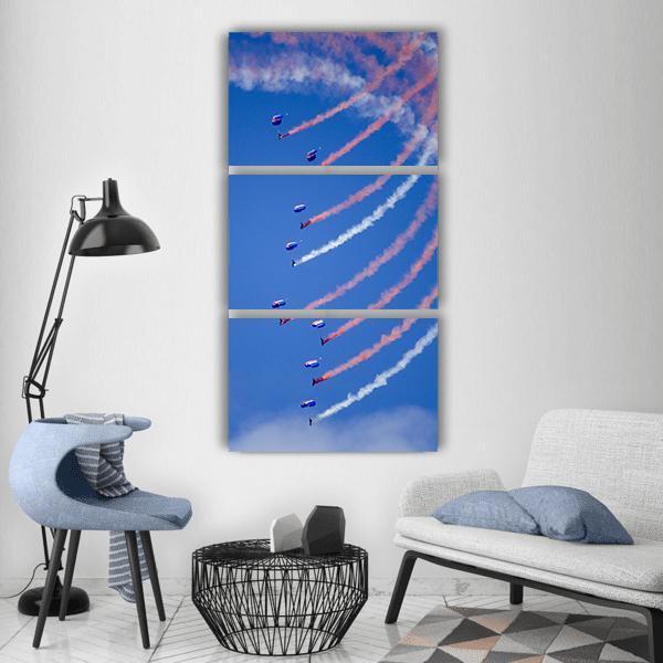 Parachuting Air Show Vertical Canvas Wall Art-3 Vertical-Gallery Wrap-12" x 25"-Tiaracle