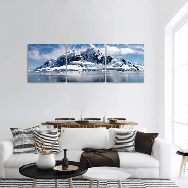 Paradise Bay In Antarctica Panoramic Canvas Wall Art-3 Piece-25" x 08"-Tiaracle
