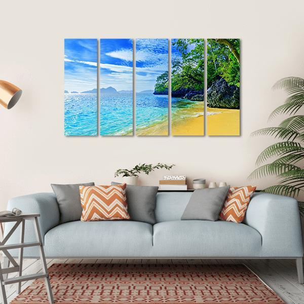 Paradise Beach Sea And Sky Canvas Wall Art-5 Horizontal-Gallery Wrap-22" x 12"-Tiaracle