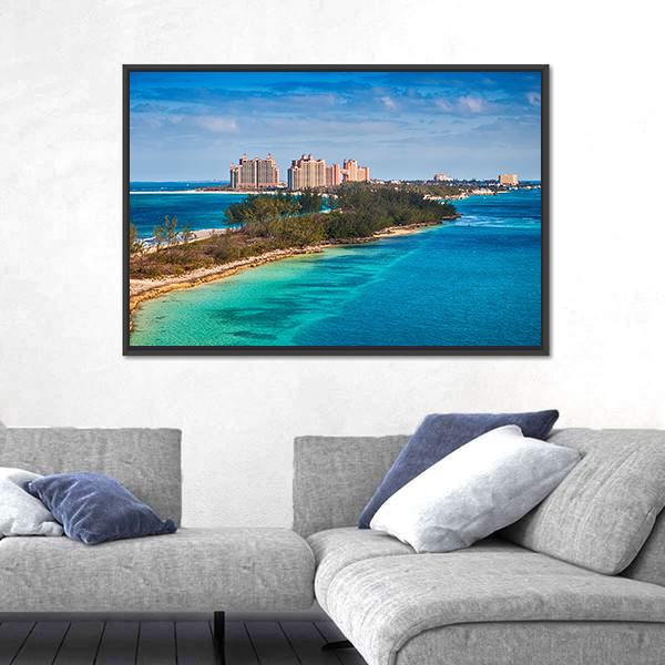 Paradise Island In Nassau Bahamas Panoramic Canvas Wall Art-1 Piece-36" x 12"-Tiaracle