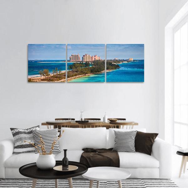 Paradise Island In Nassau Bahamas Panoramic Canvas Wall Art-3 Piece-25" x 08"-Tiaracle