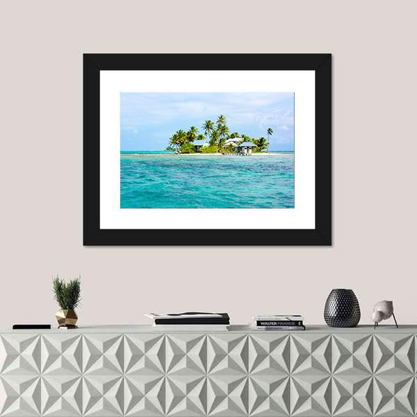 Paradise Small Island In The Caribbean Sea Canvas Wall Art-1 Piece-Framed Print-20" x 16"-Tiaracle