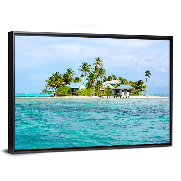 Paradise Small Island In The Caribbean Sea Canvas Wall Art-3 Horizontal-Gallery Wrap-25" x 16"-Tiaracle