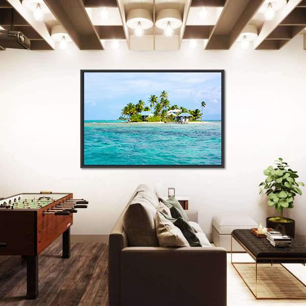 Paradise Small Island In The Caribbean Sea Canvas Wall Art-3 Horizontal-Gallery Wrap-25" x 16"-Tiaracle