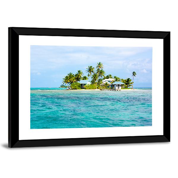 Paradise Small Island In The Caribbean Sea Canvas Wall Art-3 Horizontal-Gallery Wrap-25" x 16"-Tiaracle