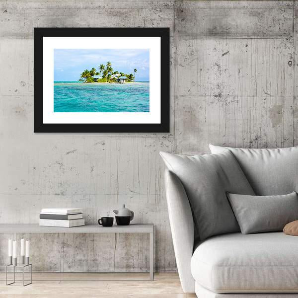 Paradise Small Island In The Caribbean Sea Canvas Wall Art-3 Horizontal-Gallery Wrap-25" x 16"-Tiaracle