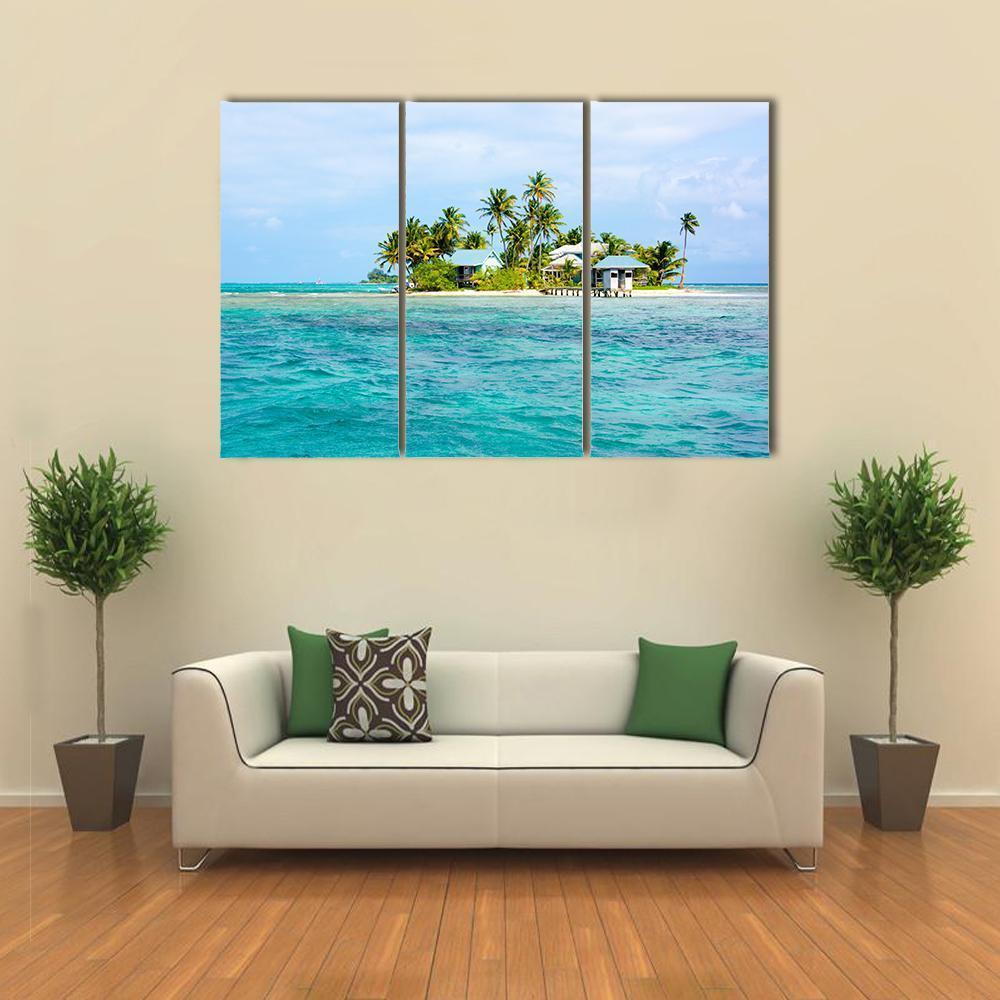 Paradise Small Island In The Caribbean Sea Canvas Wall Art-5 Star-Gallery Wrap-62" x 32"-Tiaracle