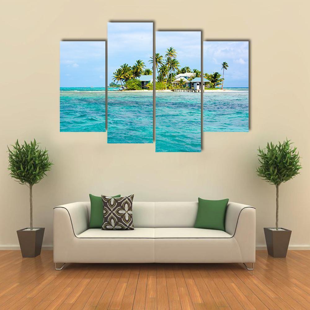 Paradise Small Island In The Caribbean Sea Canvas Wall Art-4 Pop-Gallery Wrap-50" x 32"-Tiaracle