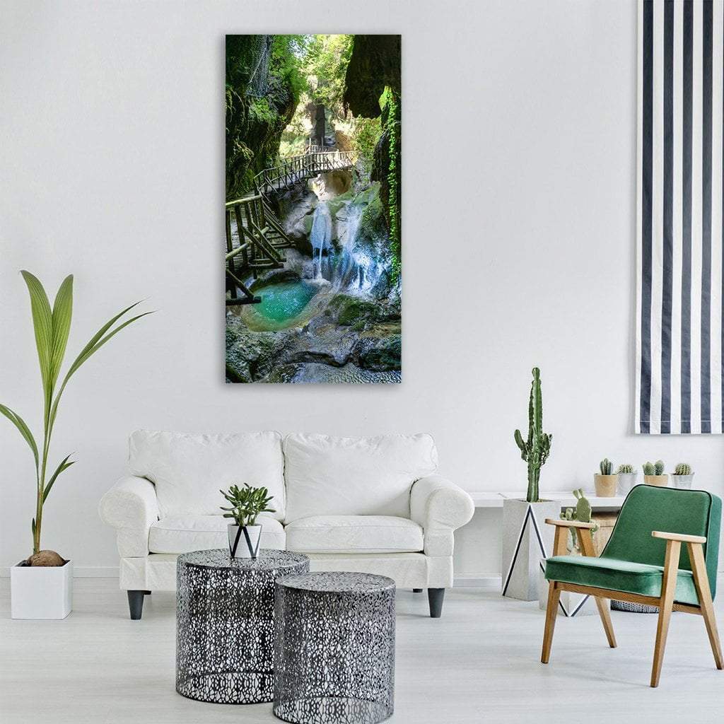 Paradise Waterfall In Italy Vertical Canvas Wall Art-3 Vertical-Gallery Wrap-12" x 25"-Tiaracle