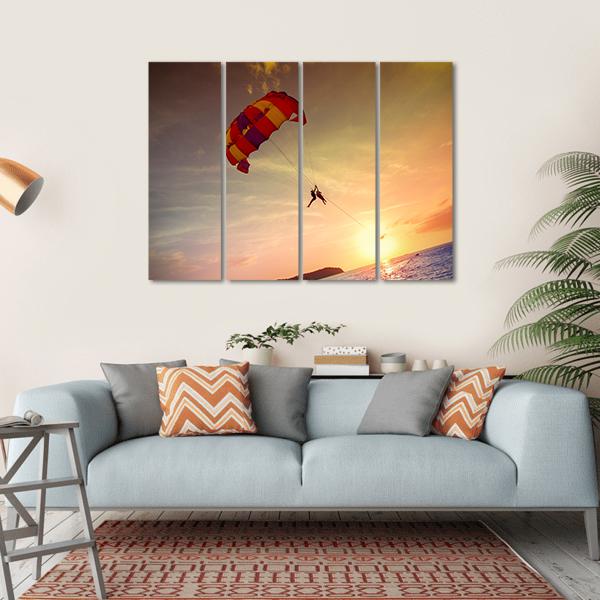 Paragliders At Sunset Malaysia Canvas Wall Art-4 Horizontal-Gallery Wrap-34" x 24"-Tiaracle