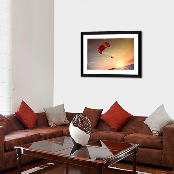 Paragliders At Sunset Malaysia Canvas Wall Art-5 Horizontal-Gallery Wrap-22" x 12"-Tiaracle