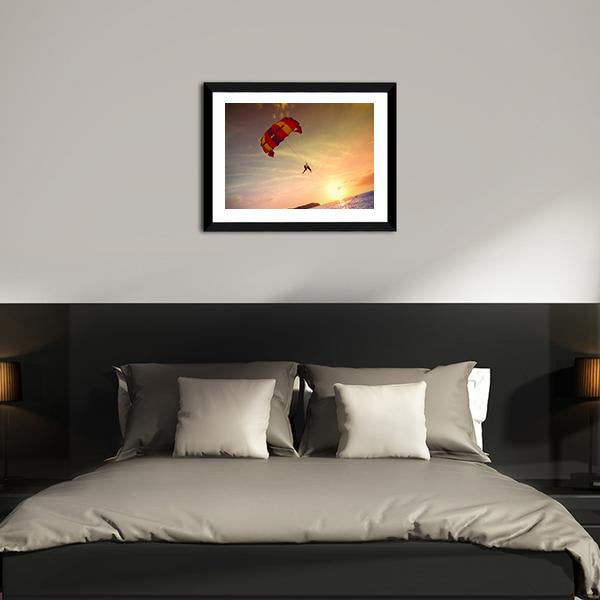 Paragliders At Sunset Malaysia Canvas Wall Art-5 Horizontal-Gallery Wrap-22" x 12"-Tiaracle