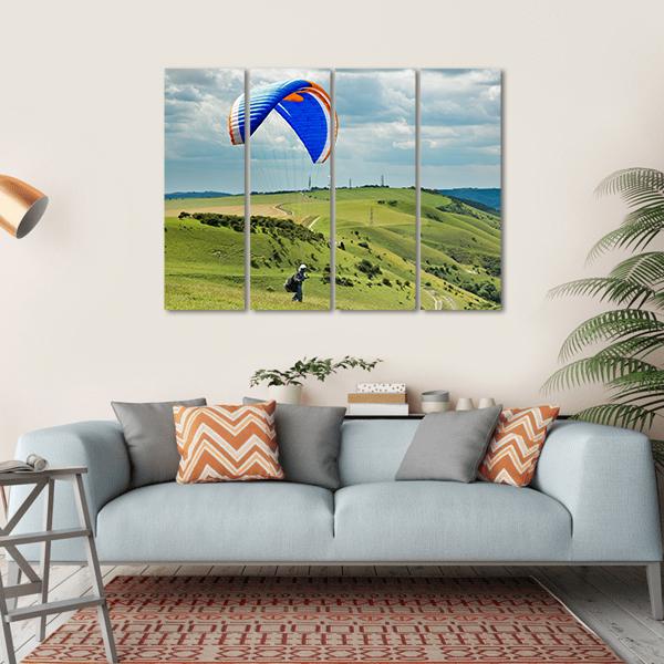 Paragliding At Devil's Dyke Canvas Wall Art-4 Horizontal-Gallery Wrap-34" x 24"-Tiaracle