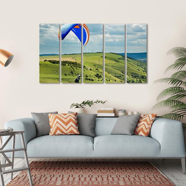 Paragliding At Devil&#39;s Dyke Canvas Wall Art-5 Horizontal-Gallery Wrap-22&quot; x 12&quot;-Tiaracle