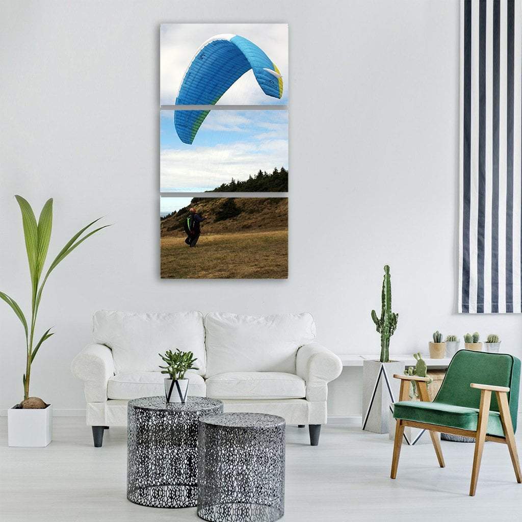 Paragliding On Mountain Vertical Canvas Wall Art-3 Vertical-Gallery Wrap-12" x 25"-Tiaracle