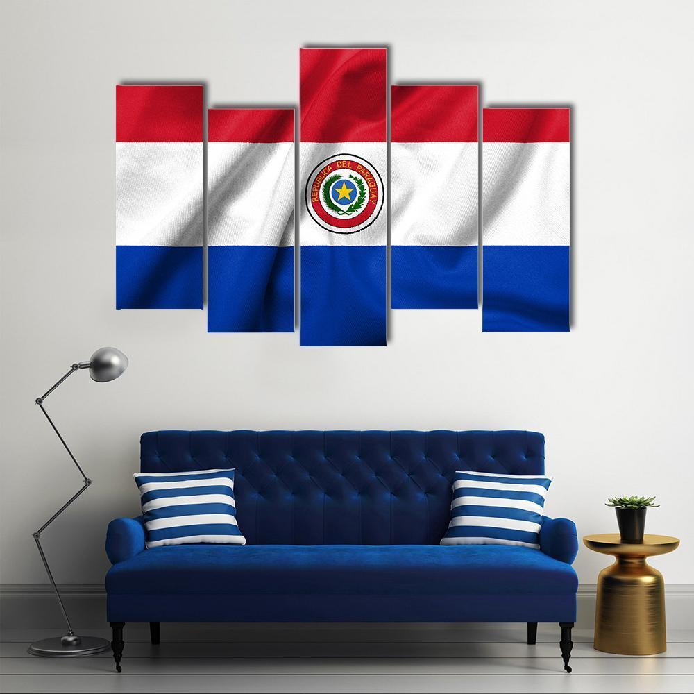 Paraguay Flag Canvas Wall Art-5 Pop-Gallery Wrap-47" x 32"-Tiaracle