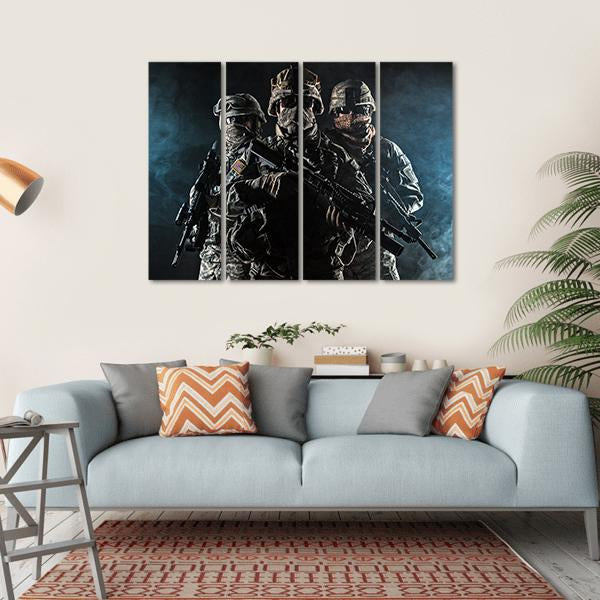 Paratroopers Airborne Infantry In The Smoke Canvas Wall Art-4 Horizontal-Gallery Wrap-34" x 24"-Tiaracle