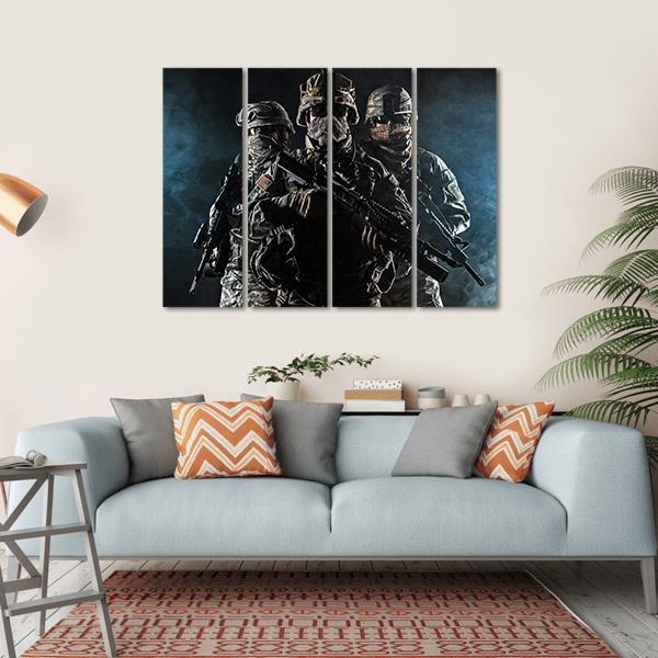 Paratroopers Airborne Infantry In The Smoke Canvas Wall Art-4 Horizontal-Gallery Wrap-34" x 24"-Tiaracle