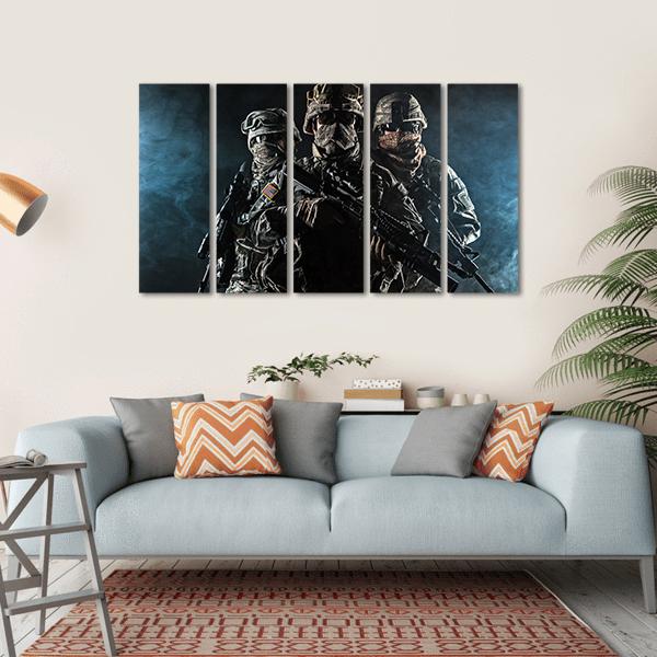 Paratroopers Airborne Infantry In The Smoke Canvas Wall Art-5 Horizontal-Gallery Wrap-22" x 12"-Tiaracle