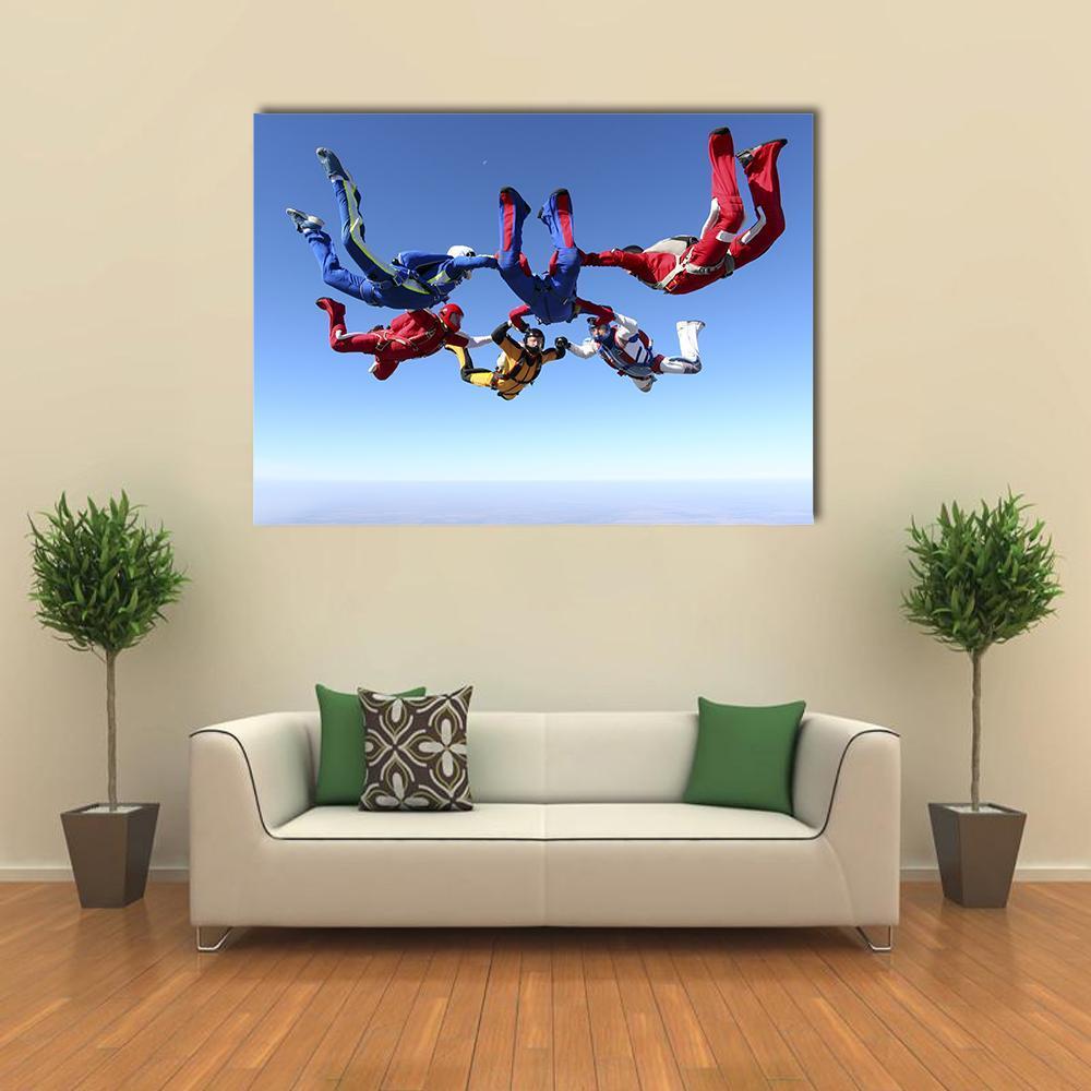 Paratroopers Ring In Free Fall Canvas Wall Art-1 Piece-Gallery Wrap-36" x 24"-Tiaracle
