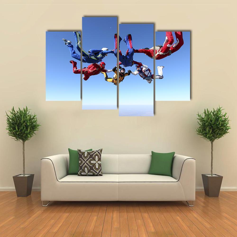 Paratroopers Ring In Free Fall Canvas Wall Art-4 Pop-Gallery Wrap-50" x 32"-Tiaracle