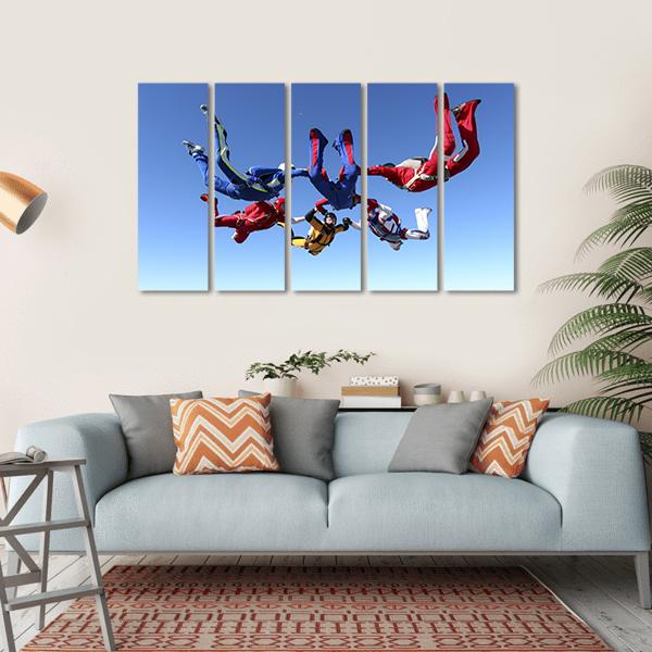 Paratroopers Ring In Free Fall Canvas Wall Art-5 Horizontal-Gallery Wrap-22" x 12"-Tiaracle