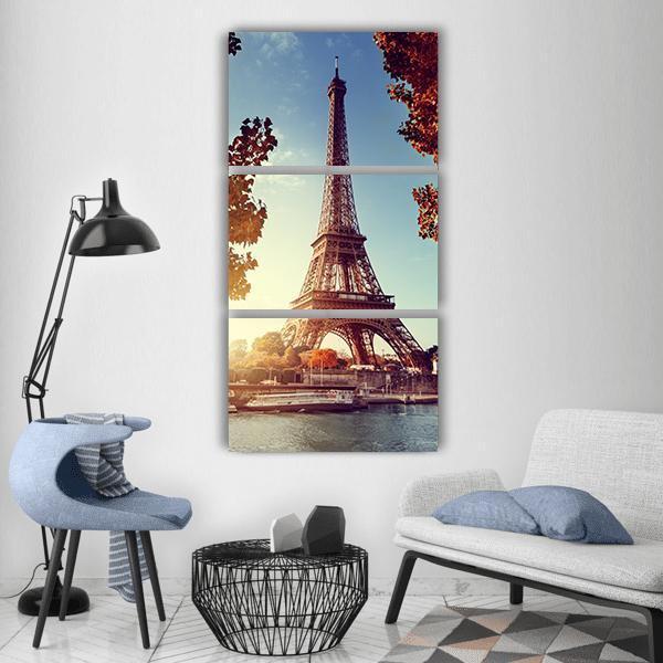 Eiffel Tower In Autumn Vertical Canvas Wall Art-3 Vertical-Gallery Wrap-12" x 25"-Tiaracle