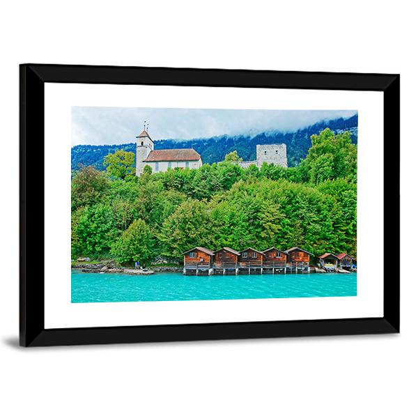 Parish Church At Lake Brienz Canvas Wall Art-3 Horizontal-Gallery Wrap-25" x 16"-Tiaracle