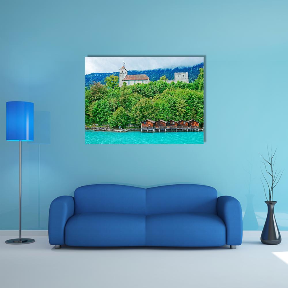 Parish Church At Lake Brienz Canvas Wall Art-1 Piece-Gallery Wrap-48" x 32"-Tiaracle