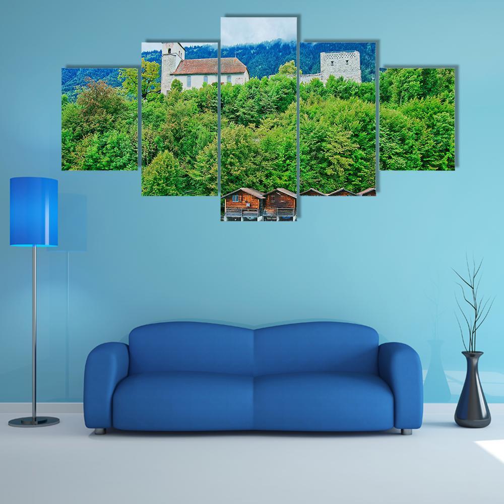 Parish Church At Lake Brienz Canvas Wall Art-5 Star-Gallery Wrap-62" x 32"-Tiaracle
