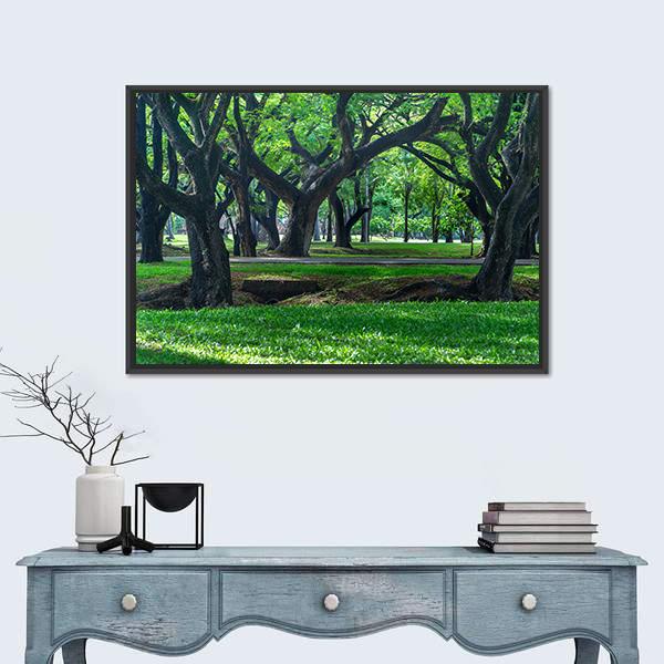 Park At Sukhothai In Thailand Canvas Wall Art-1 Piece-Floating Frame-24" x 16"-Tiaracle