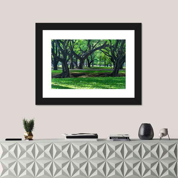 Park At Sukhothai In Thailand Canvas Wall Art-1 Piece-Framed Print-20" x 16"-Tiaracle