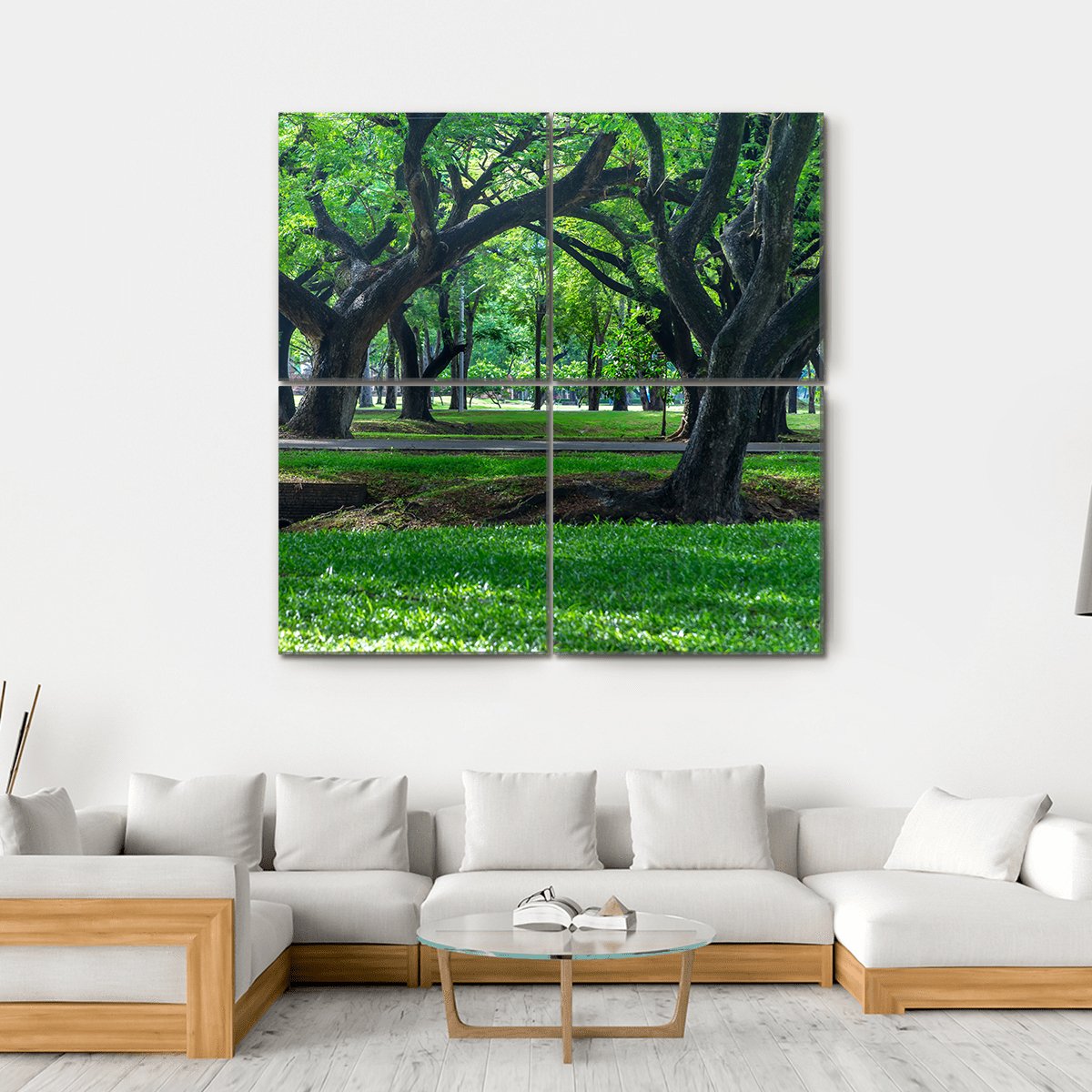 Park At Sukhothai In Thailand Canvas Wall Art-4 Square-Gallery Wrap-17" x 17"-Tiaracle