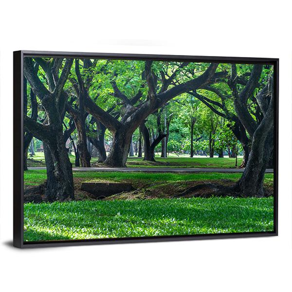 Park At Sukhothai In Thailand Canvas Wall Art-3 Horizontal-Gallery Wrap-25" x 16"-Tiaracle