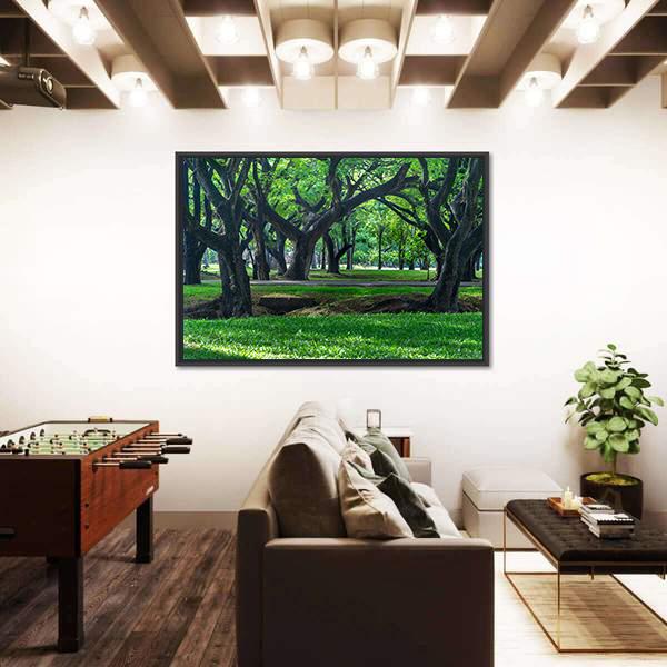 Park At Sukhothai In Thailand Canvas Wall Art-3 Horizontal-Gallery Wrap-25" x 16"-Tiaracle